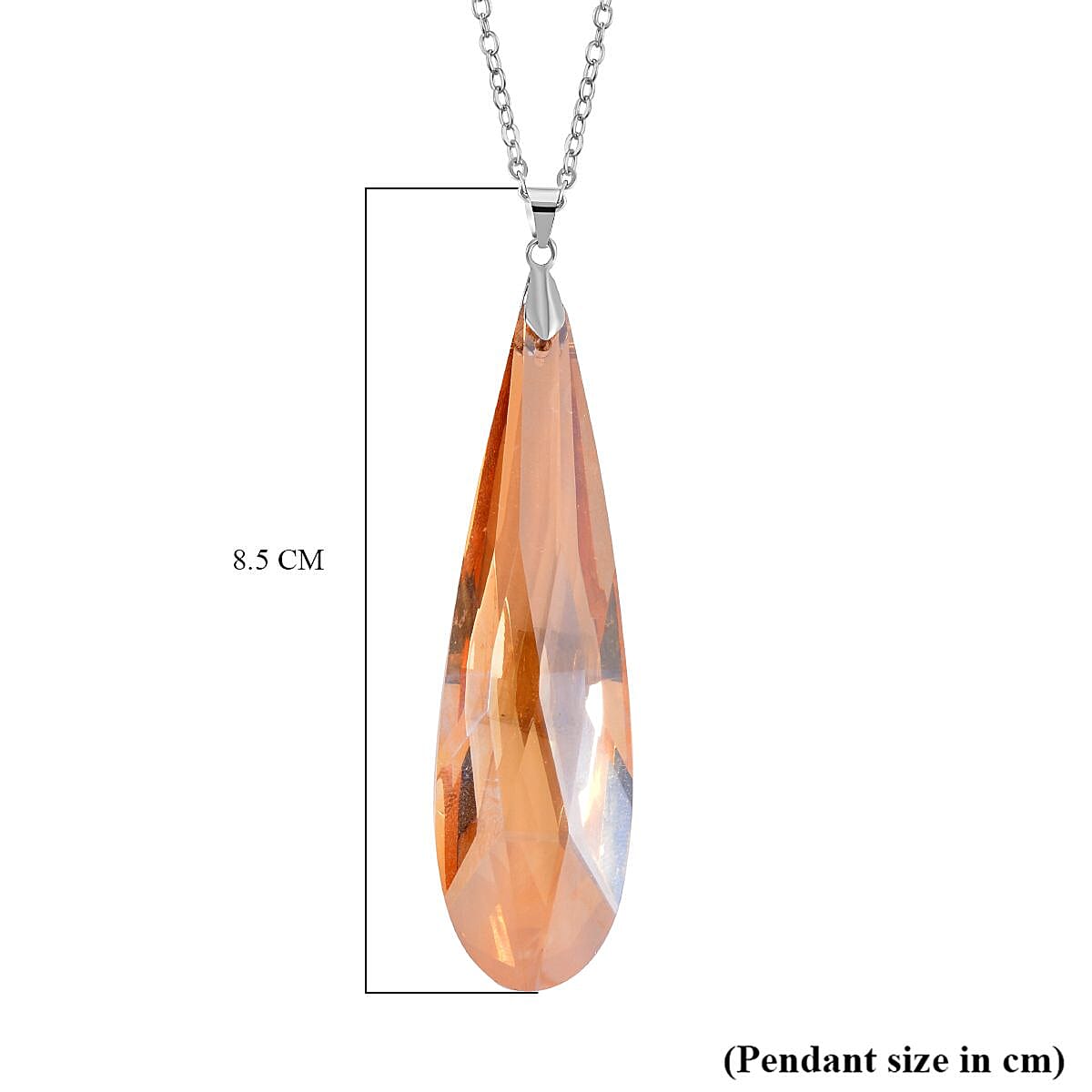Set of 2 - Champagne Austrian Crystal Pendant with Chain (Size 23-2 Inch Ext.) 4236933 6
