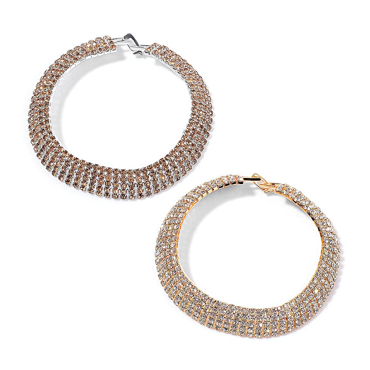 Set of 2 - Champagne Crystal  &amp; White Crystal Bracelet (Size -  7.5) 4318398 0