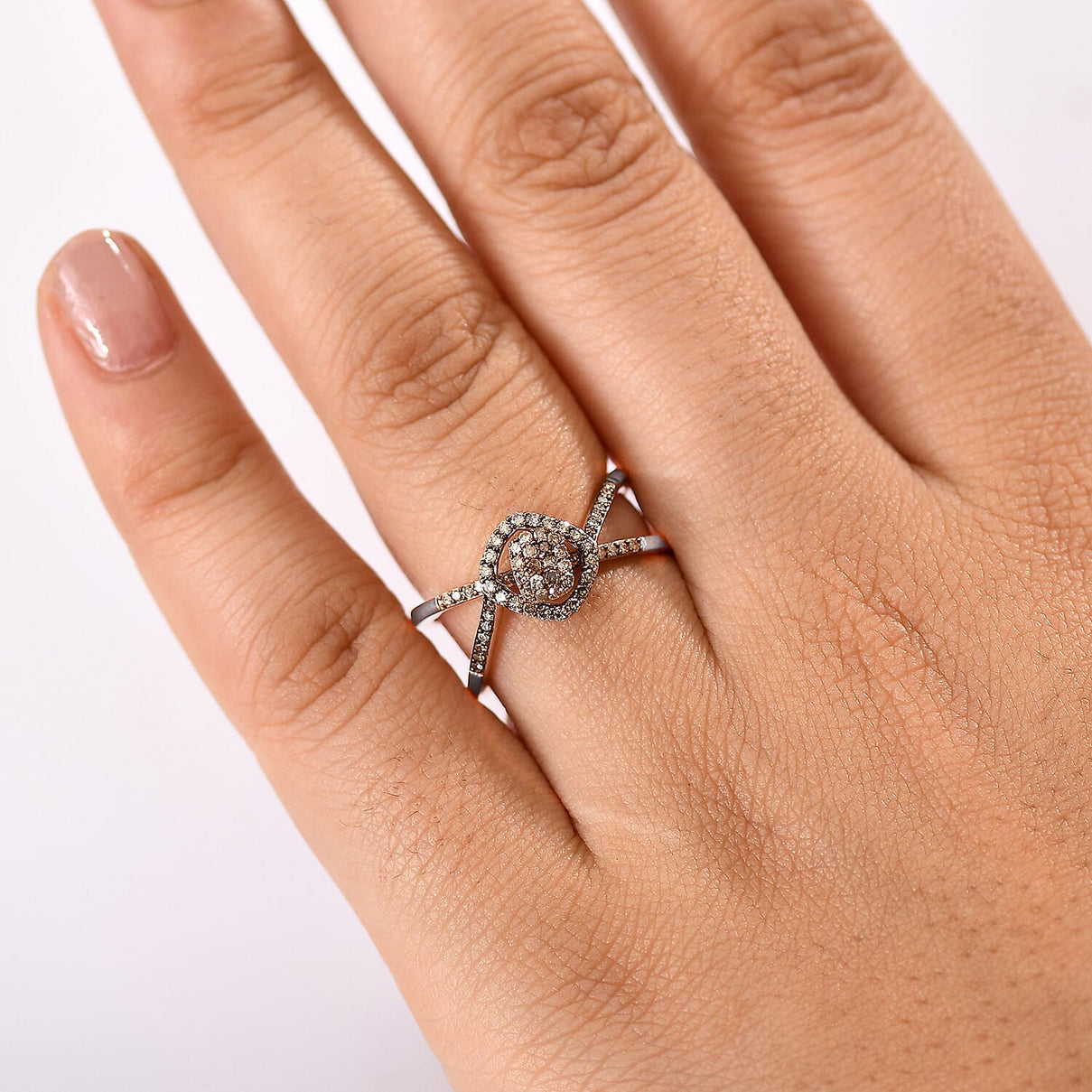 Set of 2 - Champagne Diamond Band Ring in 18K Vermeil Rose Gold Plated Sterling Silver 4324614 3