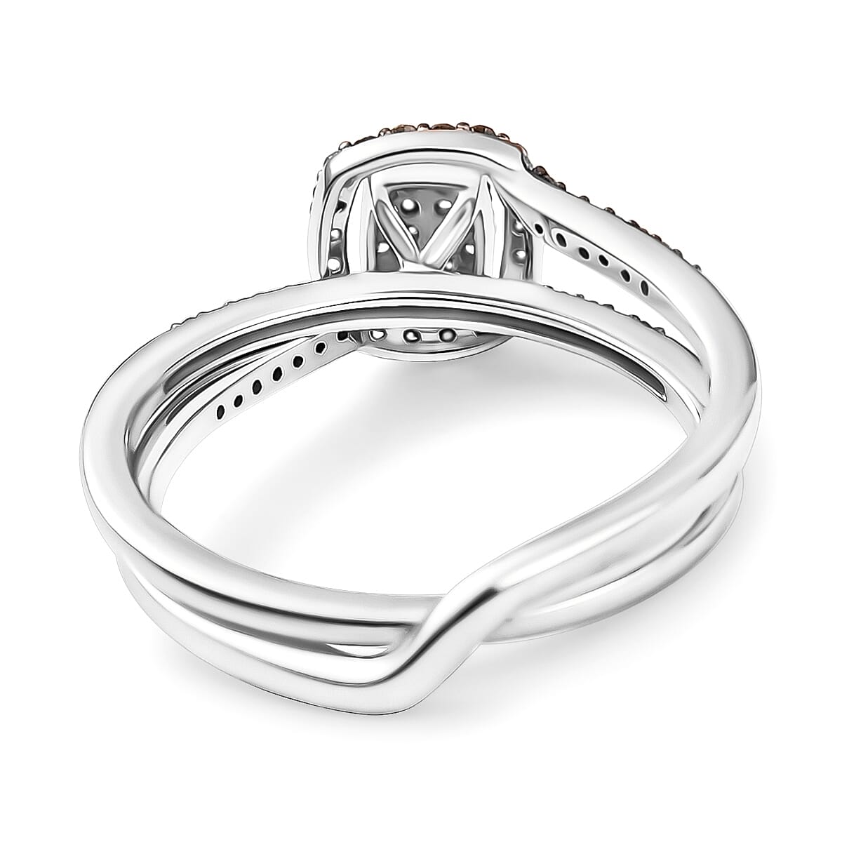 Set of 2 - Champagne Diamond Band Ring in 18K Vermeil Rose Gold Plated Sterling Silver 4324614 5