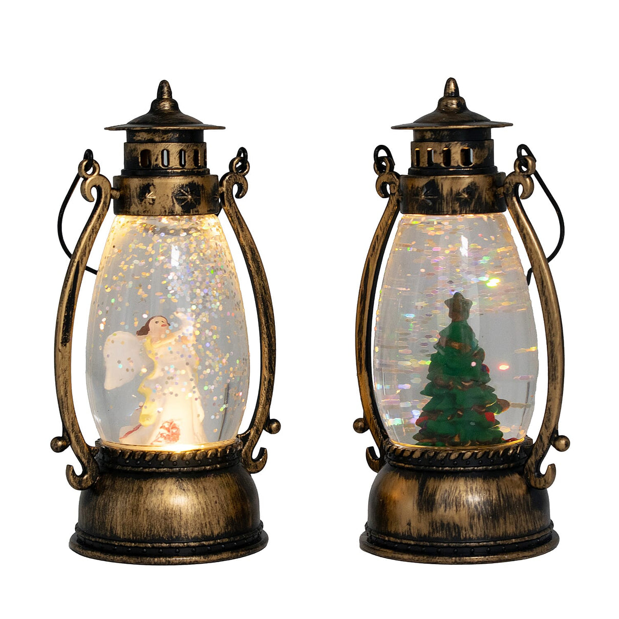 Set of 2 Christmas Tree Scene Light Up Lantern - Brown 7552007 3