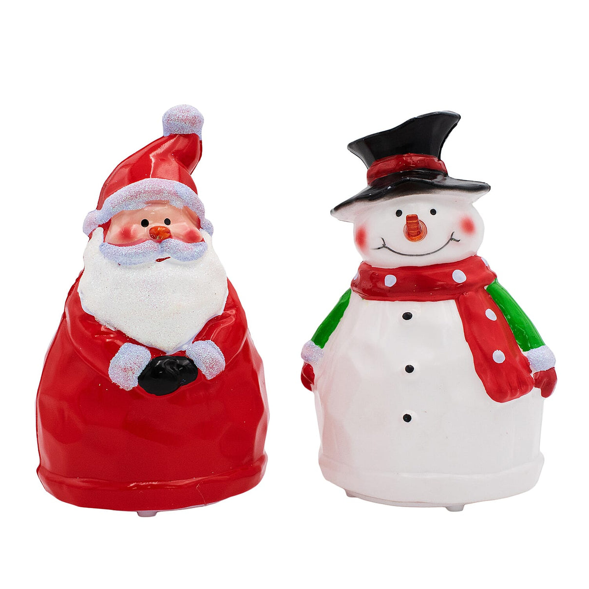 Set of 2 Colour Changing Santa and Snowman Christmas Decorations - Red &amp; White 7552044 0
