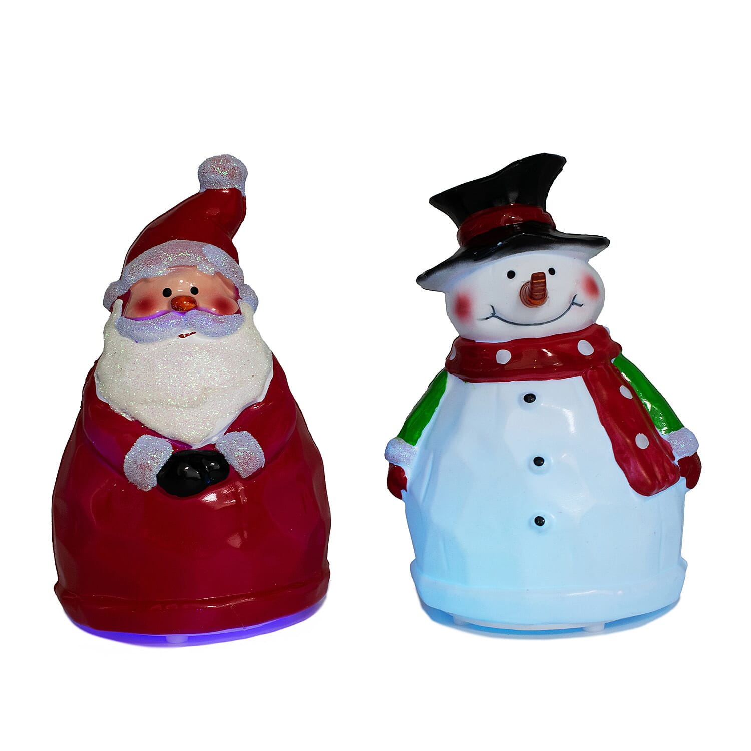 Set of 2 Colour Changing Santa and Snowman Christmas Decorations - Red &amp; White 7552044 3