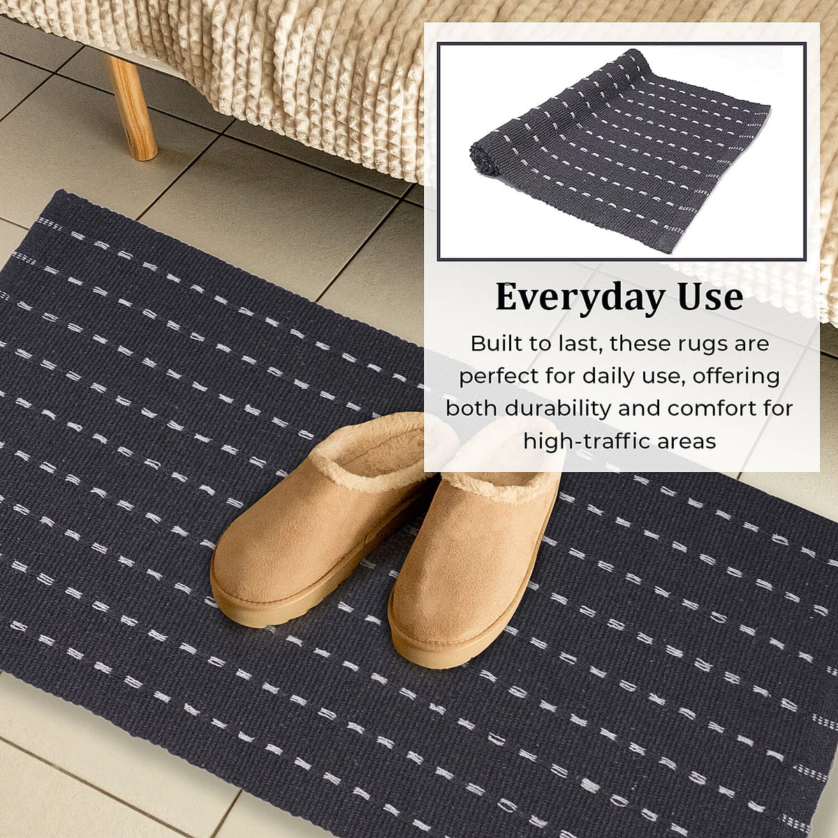 Set of 2 - Cotton Rugs- Door Mat (Size 50x80cm) - Grey 7952506 3