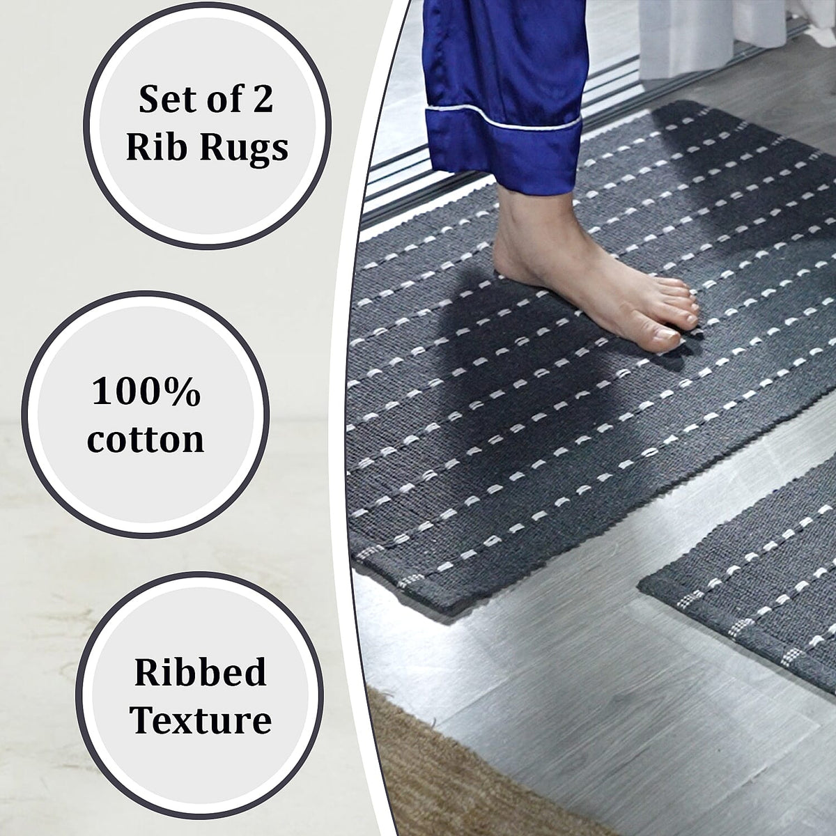 Set of 2 - Cotton Rugs- Door Mat (Size 50x80cm) - Grey 7952506 4