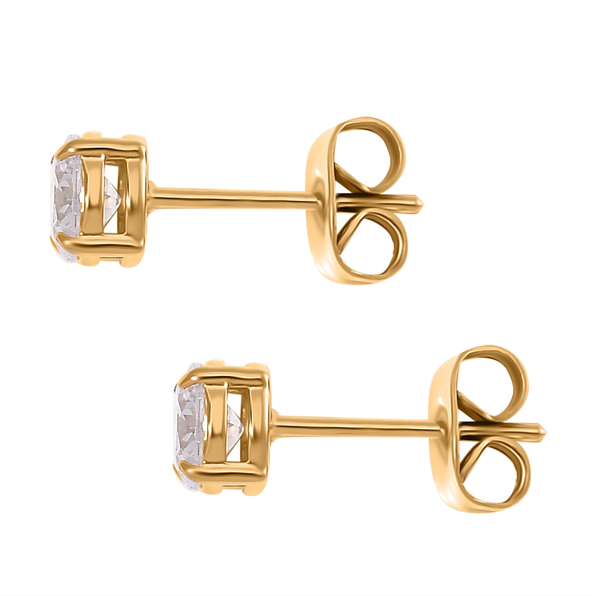 Close Out Deal- Set of 2 - Cubic Zirconia Solitaire Stud and Hoop Earrings 4295941 6
