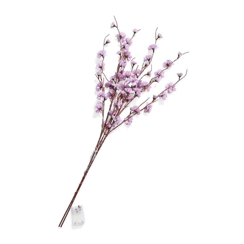 Set of 2- Decorative Floral String LED Lights Powered by 3xAA Battery (Excluded) 90cm - Purple