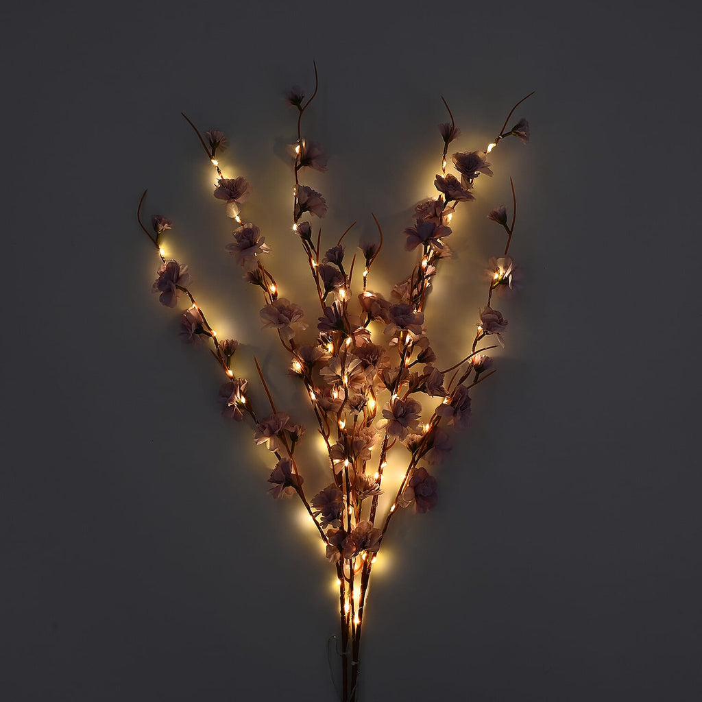 Set of 2- Decorative Floral String LED Lights Powered by 3xAA Battery (Excluded) 90cm - Purple