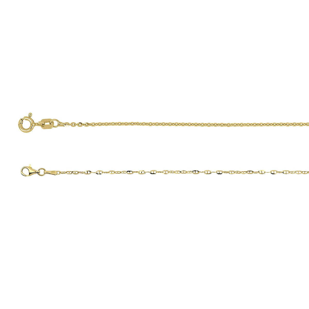 Set of 2 - Designer Inspired Necklaces (Size - 18) with Spring Ring Clasp in Yellow Gold Plated Sterling Silver V32516339 0