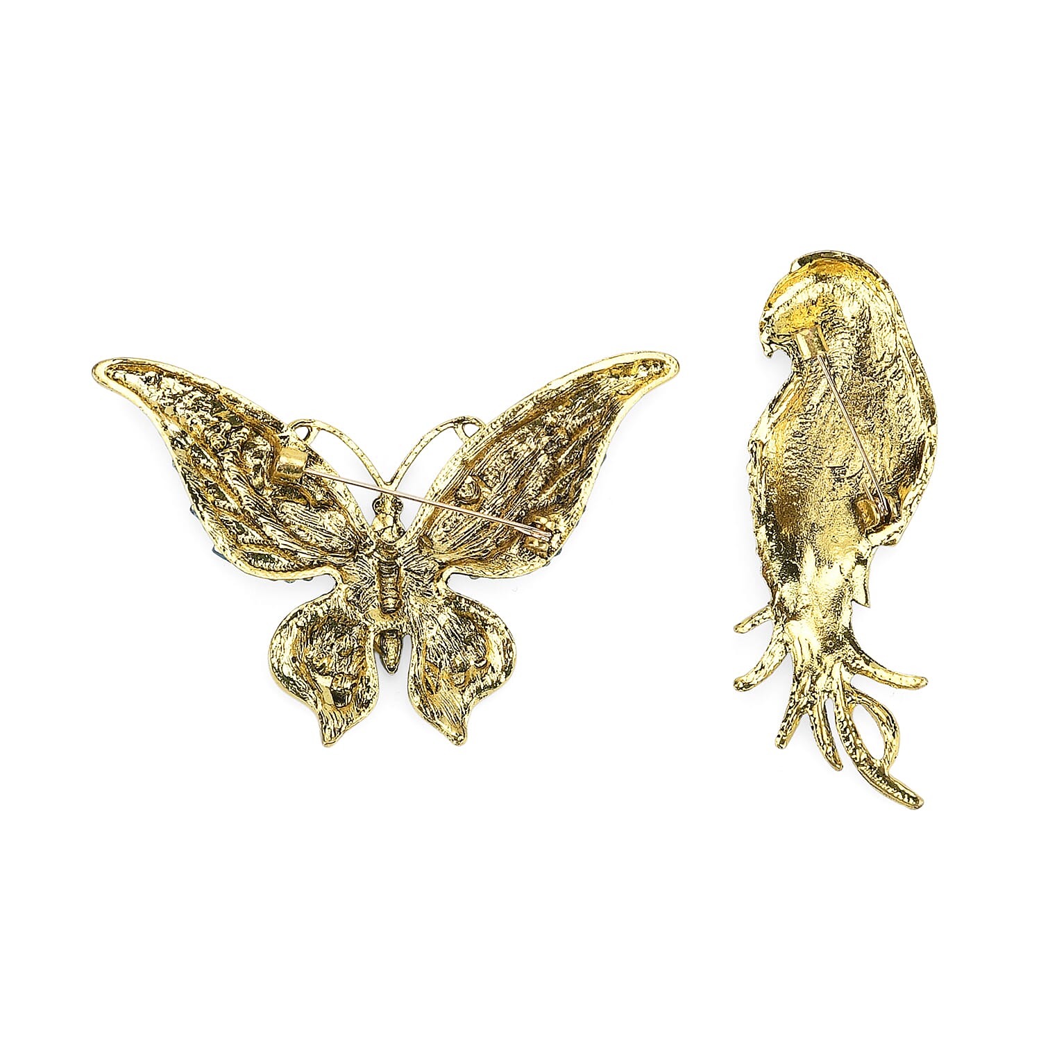 Set of 2 Parrot &amp; Butterfly Crystal Brooches - Multi Colour 8228198 4