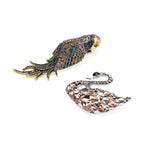 Set of 2 Swan & Butterfly Diamond Brooches - Multi Colour