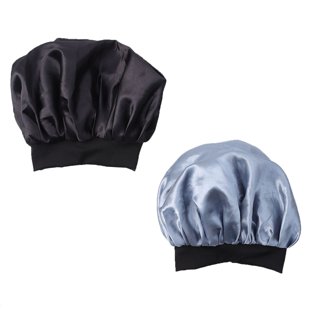 Set of 2 Double Layered Beauty Hair Bonnets (Size 21 Dia Cm) - Black &amp; Silver 7196303 5