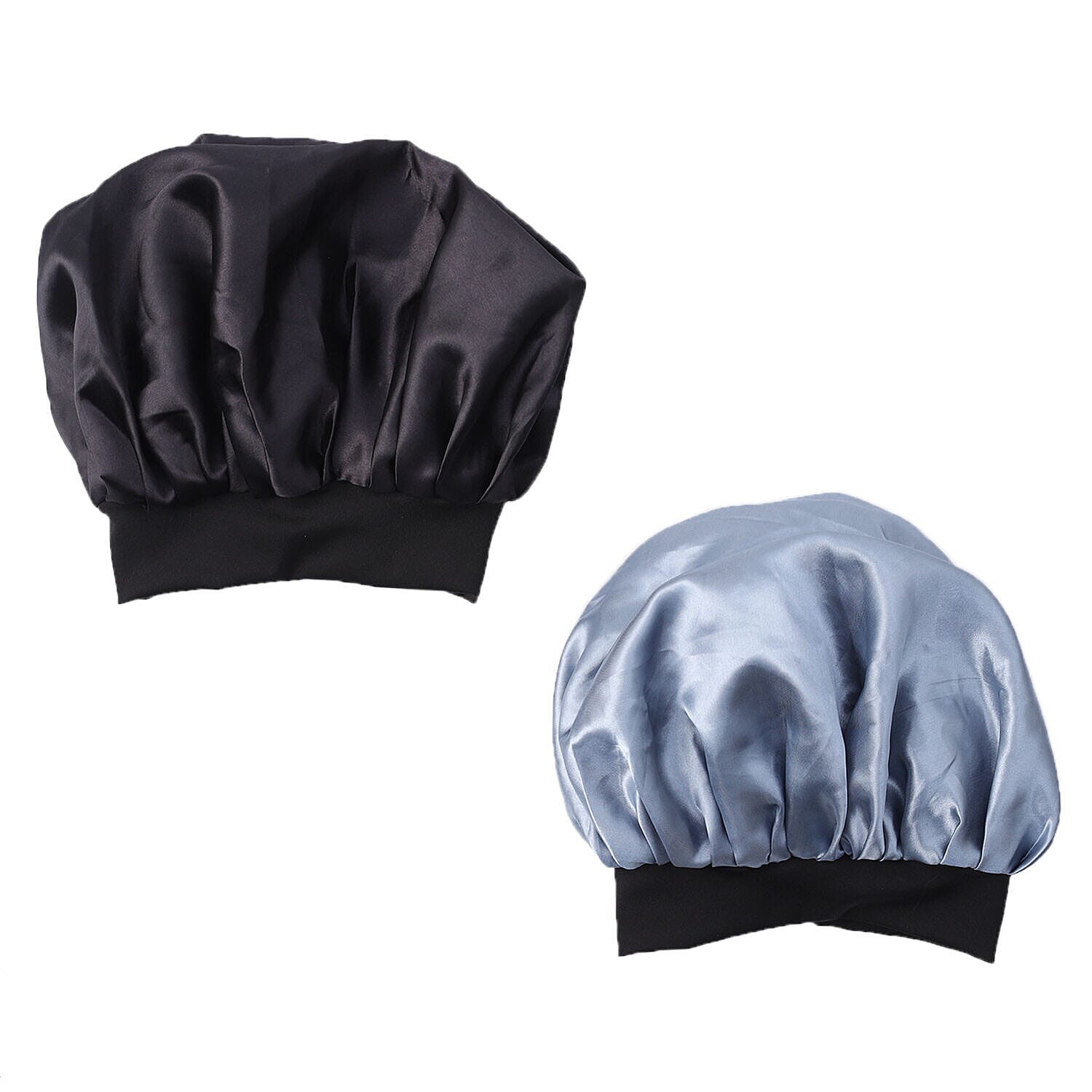 Set of 2 Double Layered Beauty Hair Bonnets (Size 21 Dia Cm) - Black &amp; Silver 7196303 5