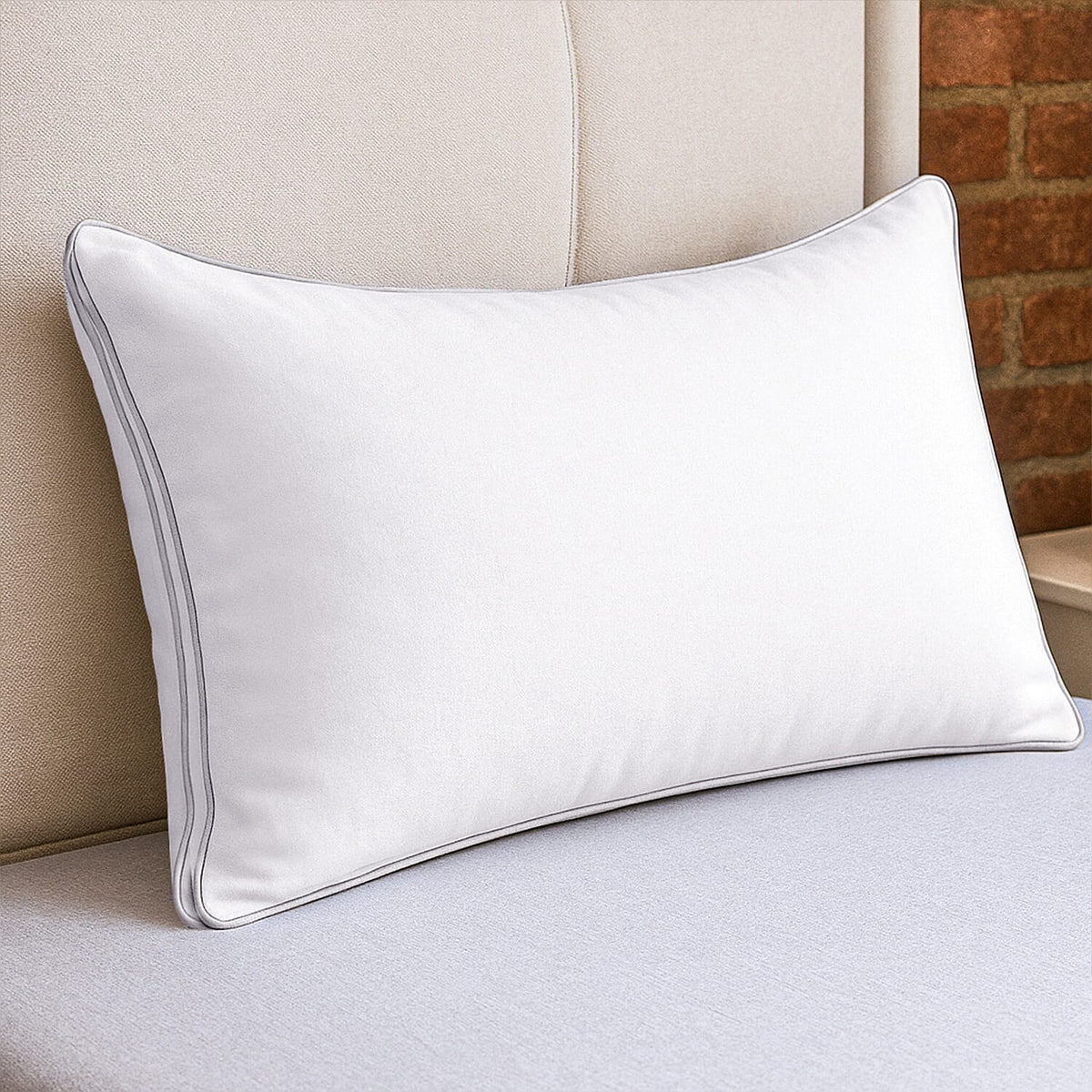Set of 2 - Down Alternative Pillow Cover with Silver Piping and Zipper Closure 3889991 2