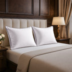 Set of 2 - Down Alternative Pillow Cover with Silver Piping and Zipper Closure (Size 50x70cm)