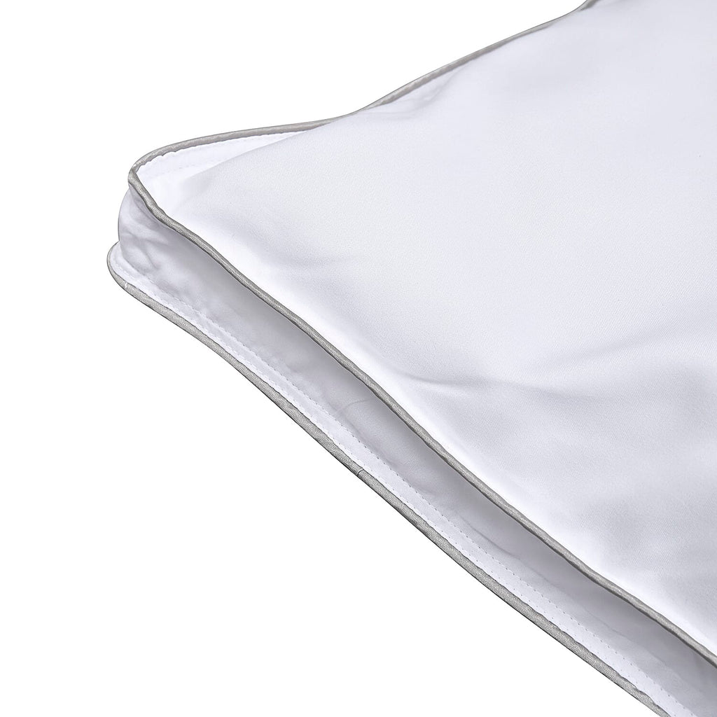 Set of 2 - Down Alternative Pillow Cover with Silver Piping and Zipper Closure (Size 50x70cm)