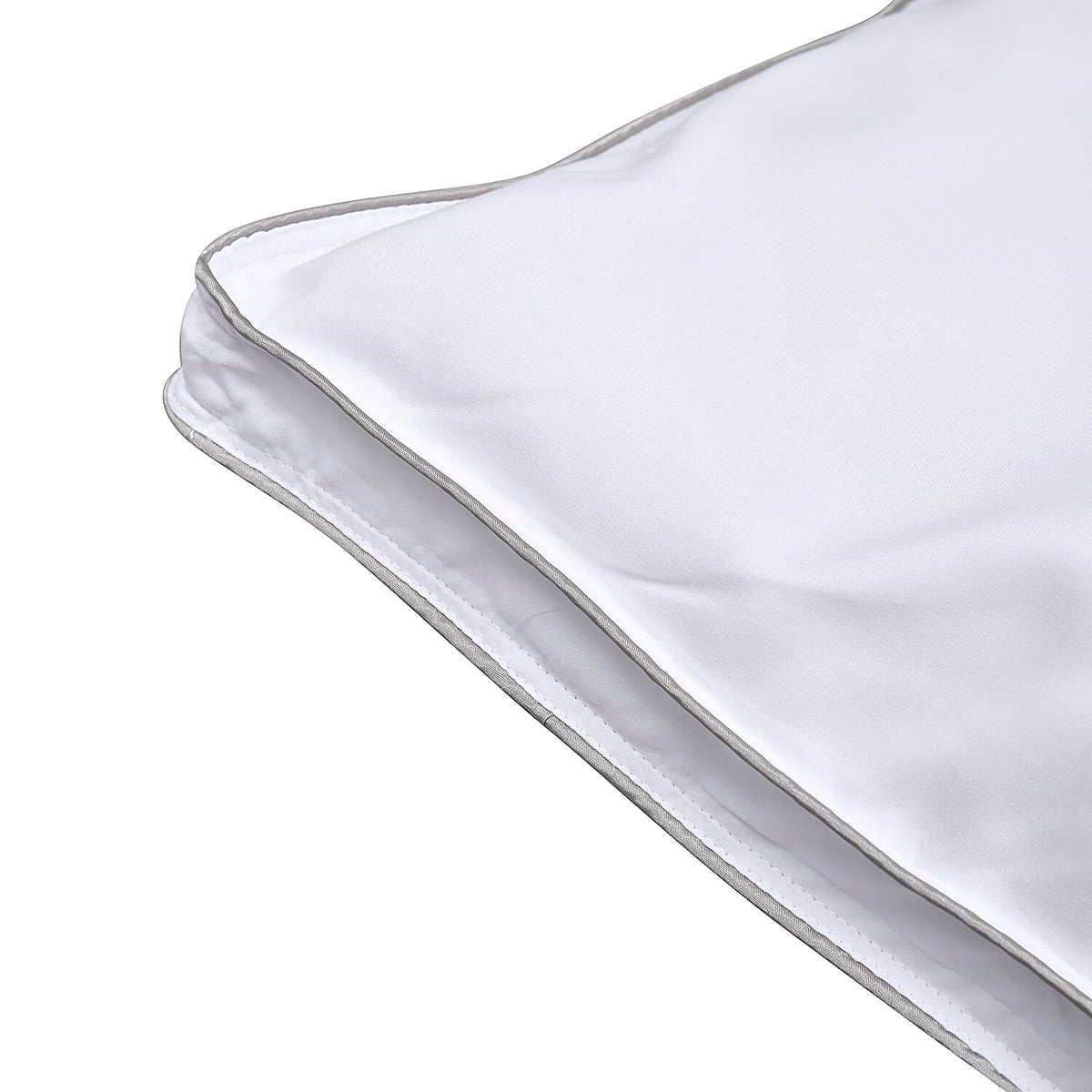 Set of 2 - Down Alternative Pillow Cover with Silver Piping and Zipper Closure 3889991 5