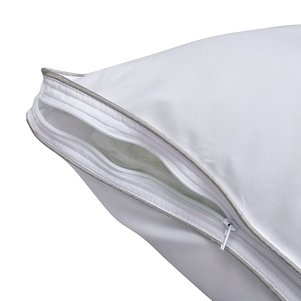 Set of 2 - Down Alternative Pillow Cover with Silver Piping and Zipper Closure (Size 50x70cm)