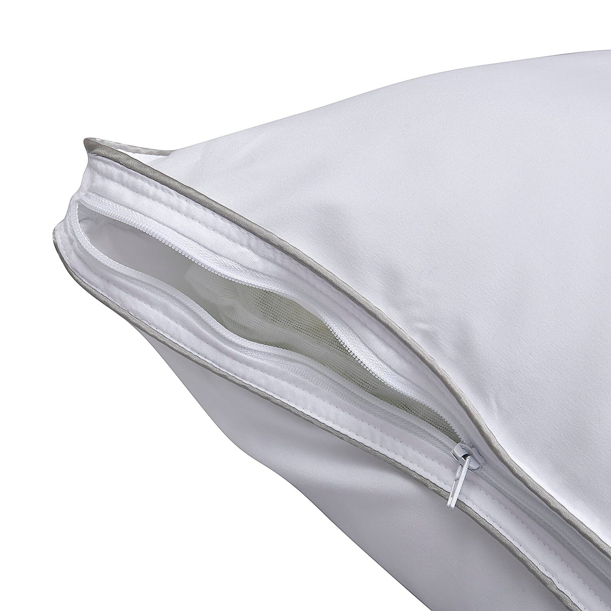 Set of 2 - Down Alternative Pillow Cover with Silver Piping and Zipper Closure 3889991 6