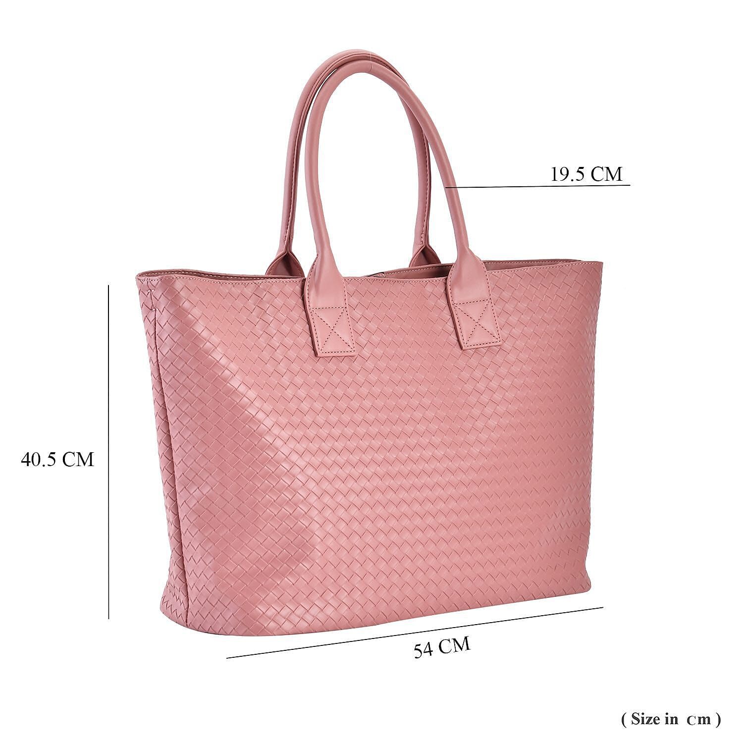Designer Inspired - Embossed Weave Tote Bag and a Detachable  Pouch - Pink 7208957 4