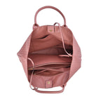 Designer Inspired Embossed Weave Tote Bag and a Detachable Pouch - Pink