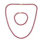 Set of 2 - Fuchsia Crystal Necklace (Size - 20) & Tennis Bracelet (Size - 7.5) in Rose Gold Tone