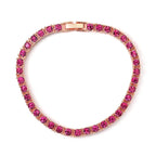Set of 2 - Fuchsia Crystal Necklace (Size - 20) & Tennis Bracelet (Size - 7.5) in Rose Gold Tone