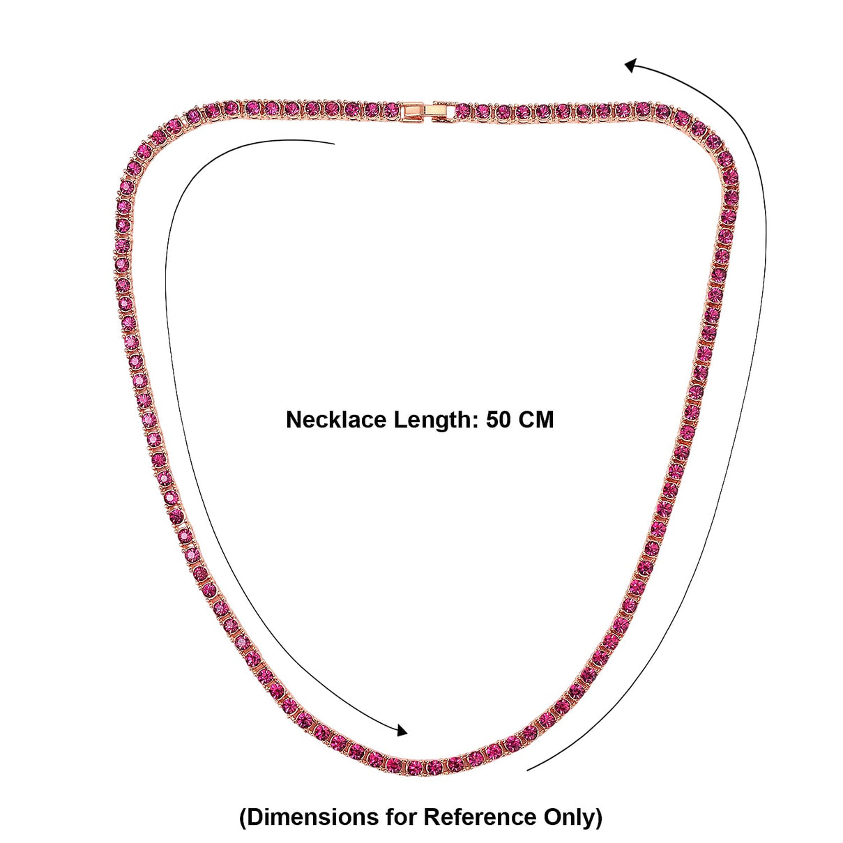 Set of 2 - Fuchsia Crystal Necklace (Size - 20) &amp; Tennis Bracelet (Size - 7.5) in Rose Gold Tone 4468568 7
