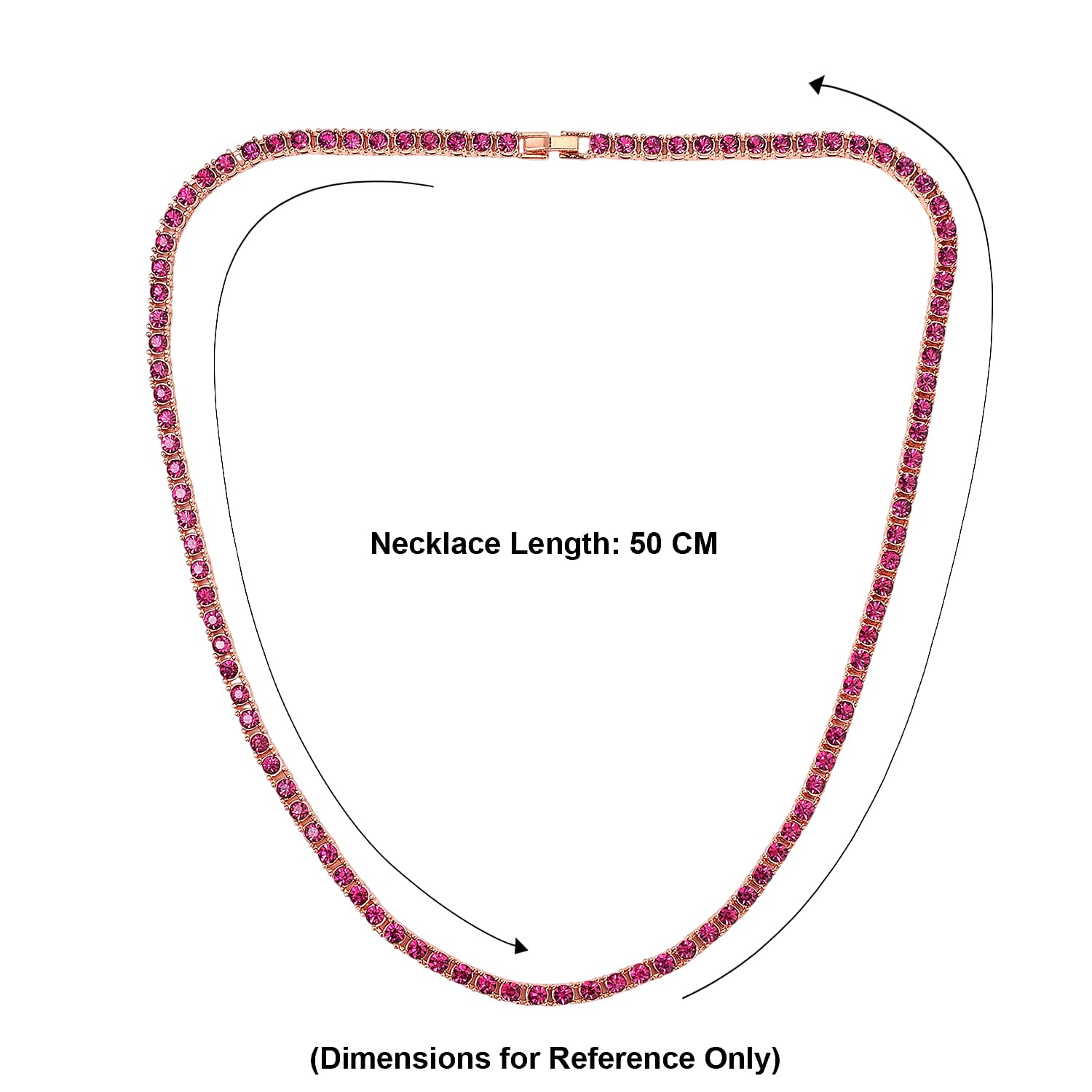 Set of 2 - Fuchsia Crystal Necklace (Size - 20) &amp; Tennis Bracelet (Size - 7.5) in Rose Gold Tone 4468568 7