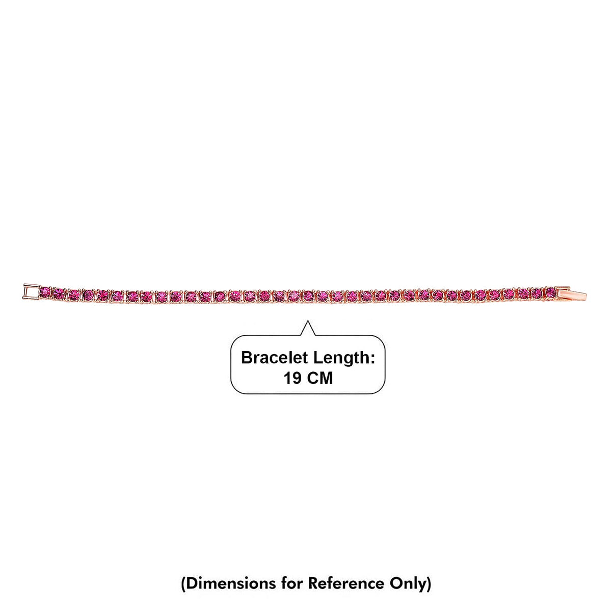 Set of 2 - Fuchsia Crystal Necklace (Size - 20) &amp; Tennis Bracelet (Size - 7.5) in Rose Gold Tone 4468568 8