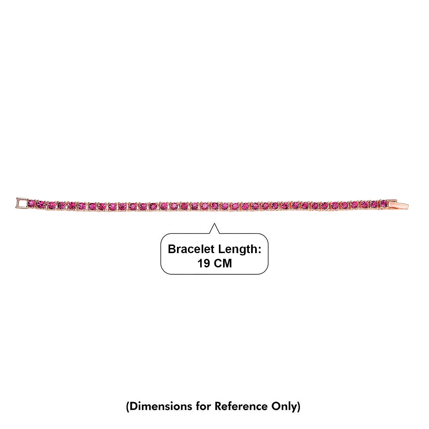 Set of 2 - Fuchsia Crystal Necklace (Size - 20) &amp; Tennis Bracelet (Size - 7.5) in Rose Gold Tone 4468568 8