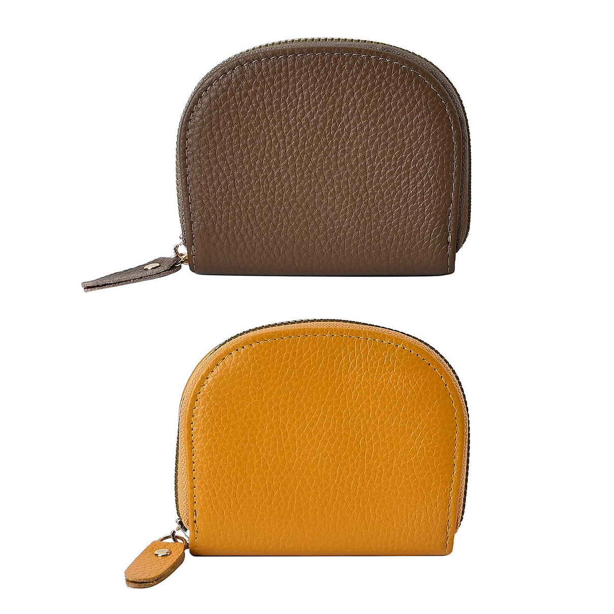 Set of 2 Genuine Leather Card Wallet with RFID Blocking &amp; 10 Card Slots - Yellow &amp; Khaki 7618270 0