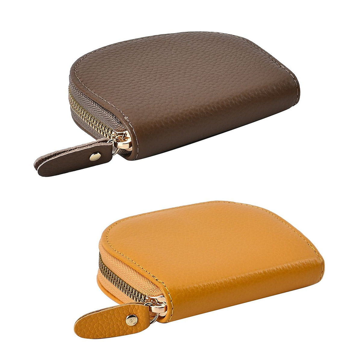 Set of 2 Genuine Leather Card Wallet with RFID Blocking &amp; 10 Card Slots - Yellow &amp; Khaki 7618270 3