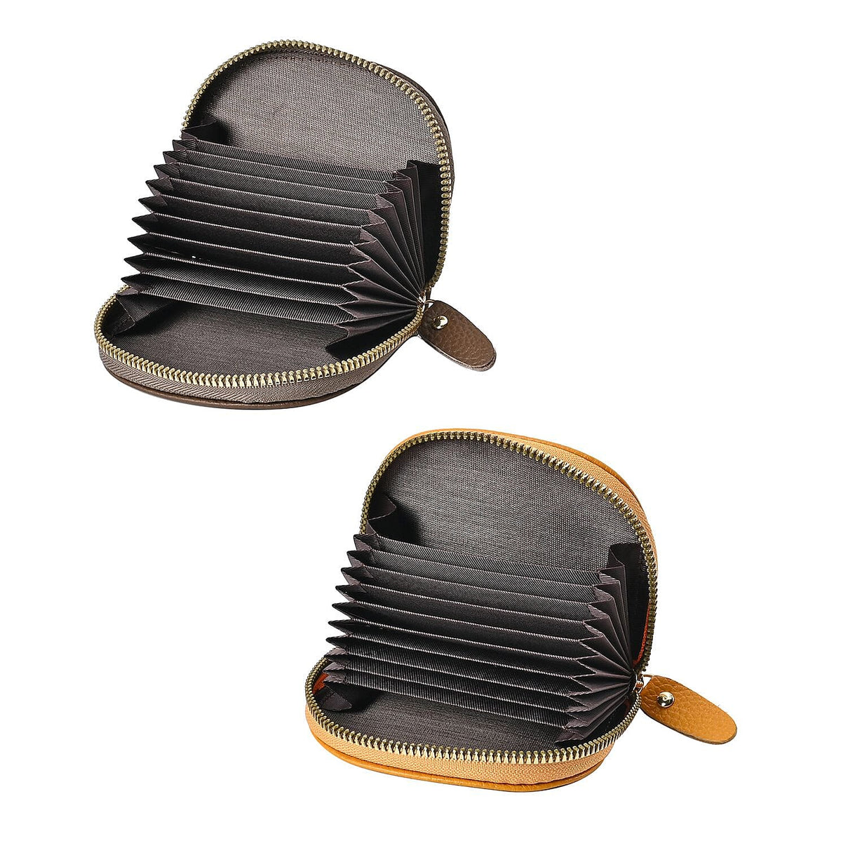 Set of 2 Genuine Leather Card Wallet with RFID Blocking &amp; 10 Card Slots - Yellow &amp; Khaki 7618270 4