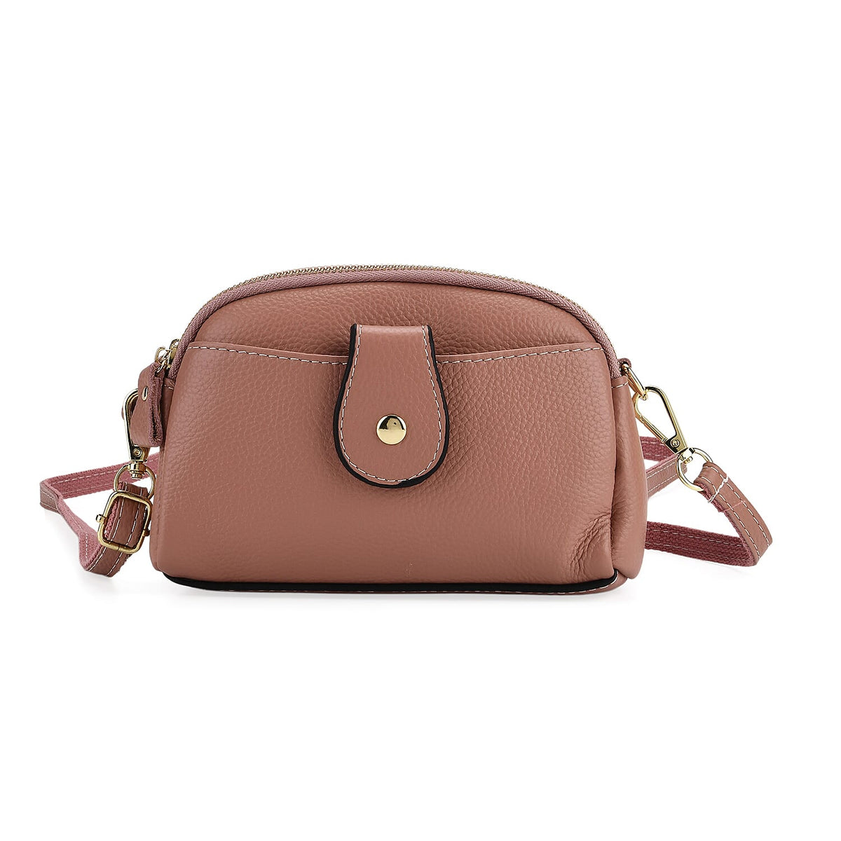 Set of 2 Genuine Leather Crossbody Bag &amp; RFID Card Wallet - Dusty Pink 8207541 5