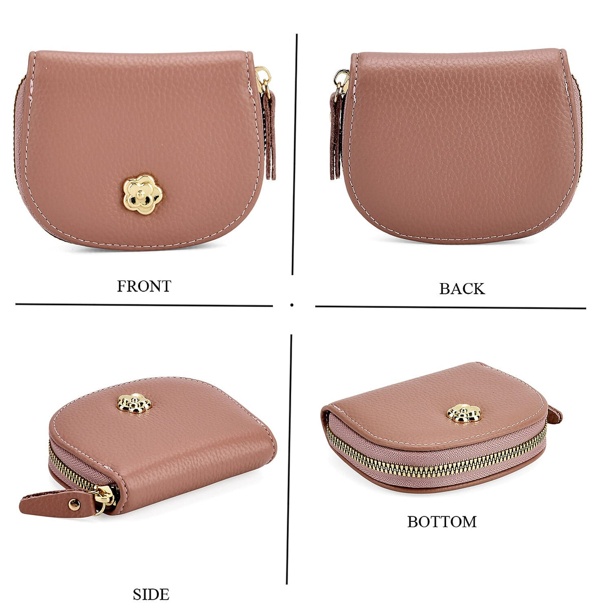 Set of 2 Genuine Leather Crossbody Bag &amp; RFID Card Wallet - Dusty Pink 8207541 7
