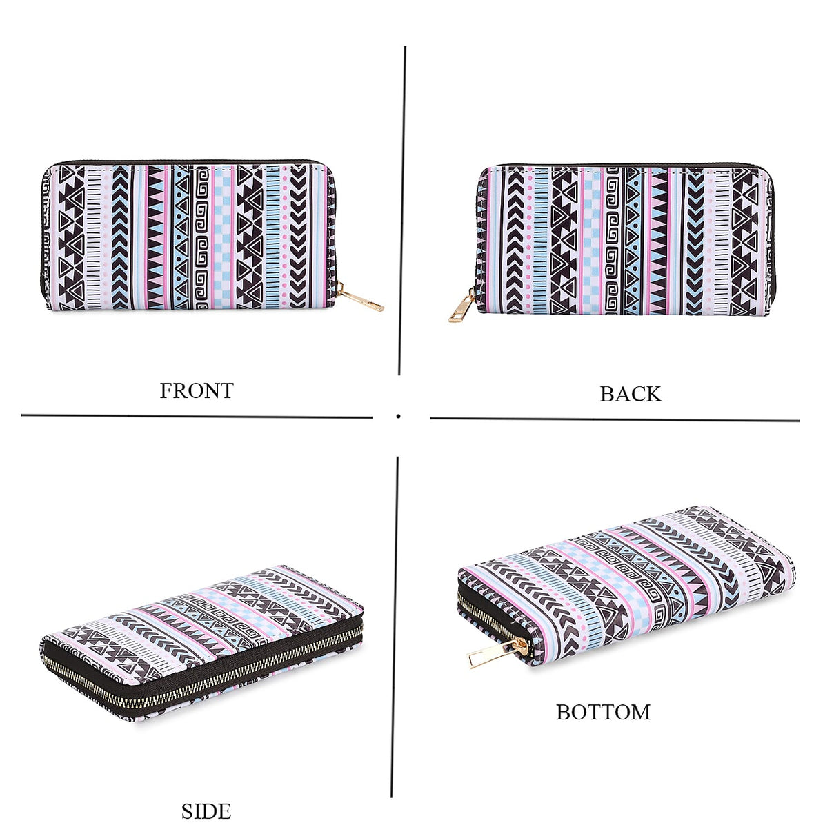Set of 2- Geometric Print Zip-Around Wallet &amp; Purse 8131923 5