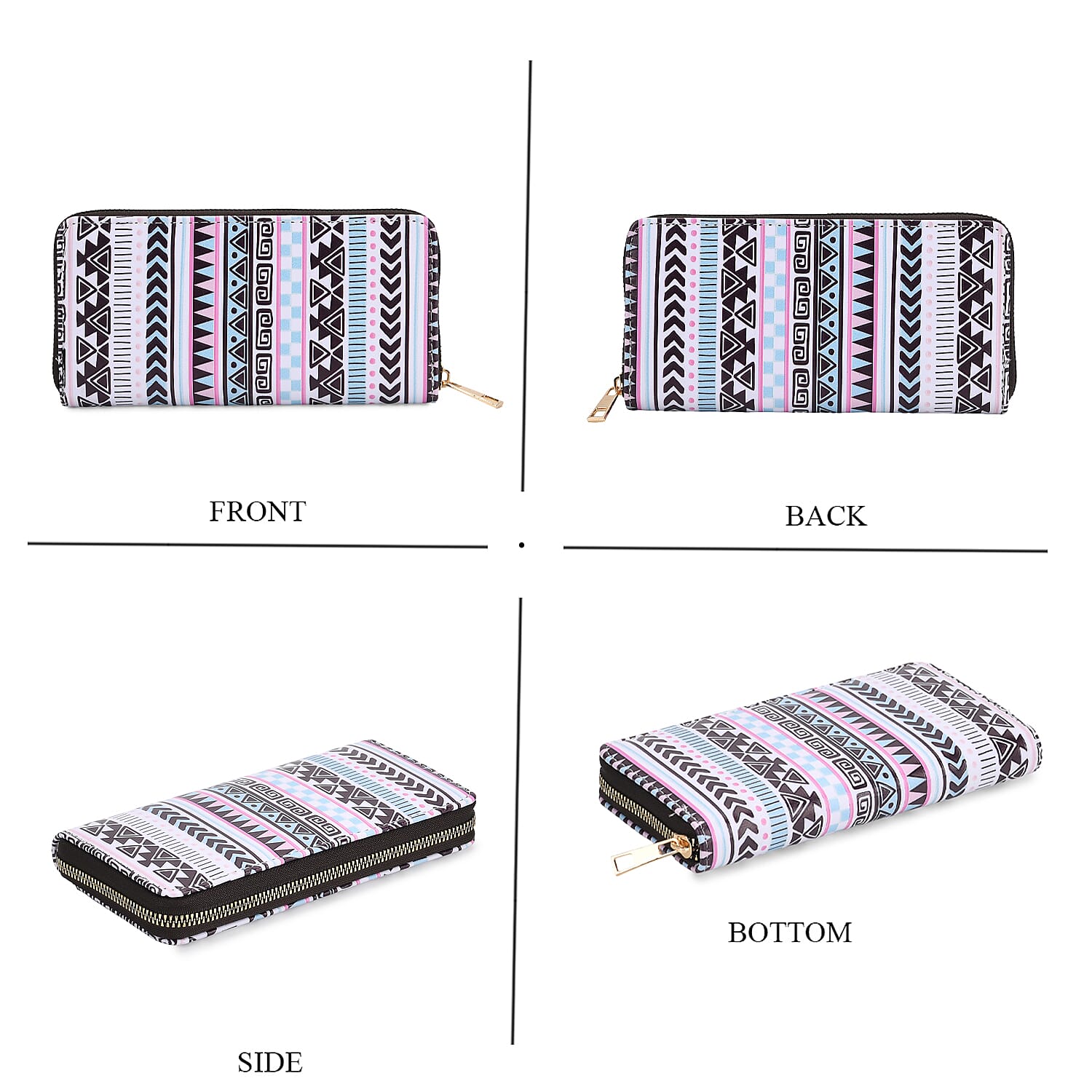 Set of 2- Geometric Print Zip-Around Wallet &amp; Purse 8131923 5