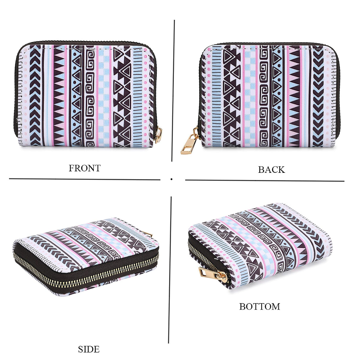 Set of 2- Geometric Print Zip-Around Wallet &amp; Purse 8131923 8