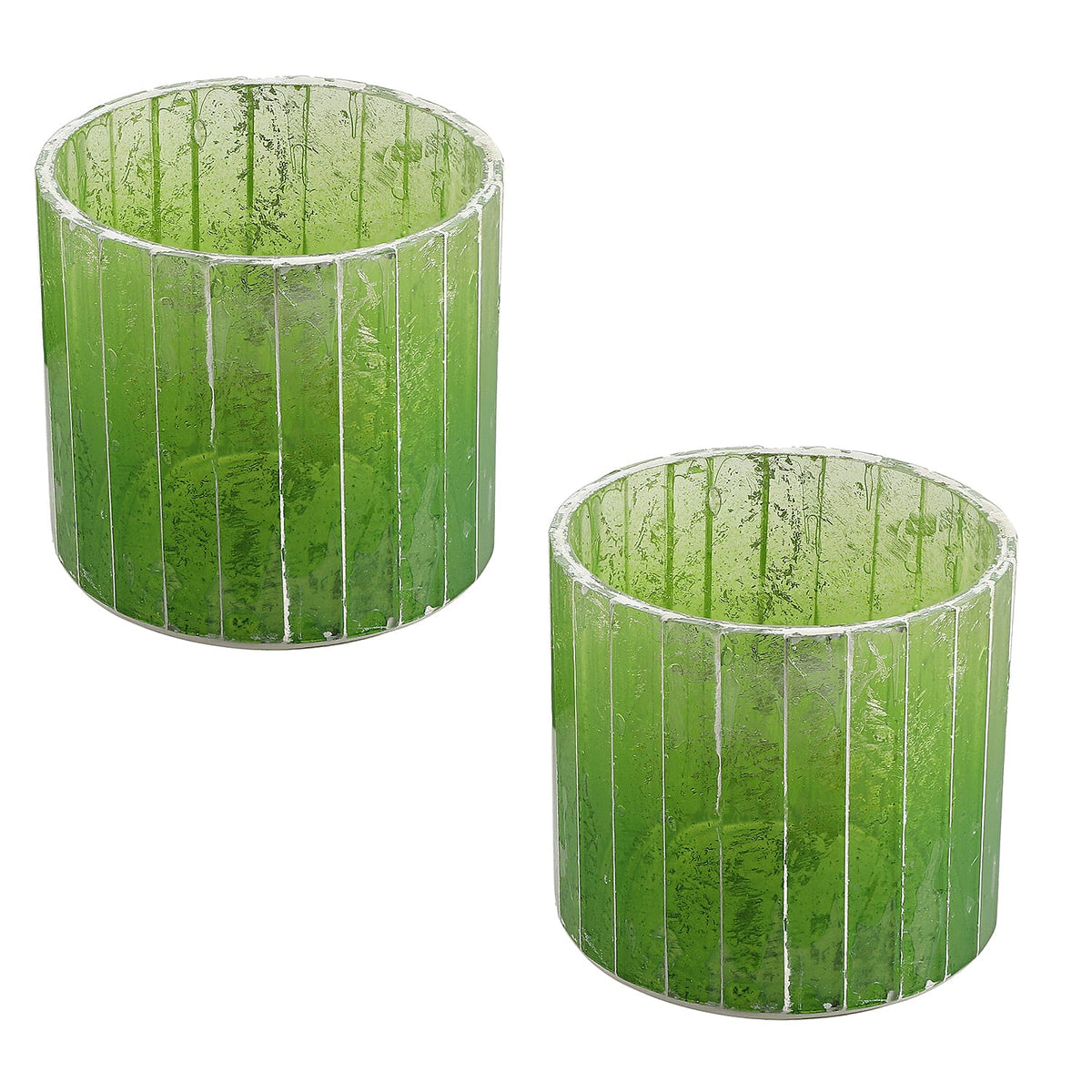 Set of 2 - Glass Candle Holder (Size 7cm) - Green 7326036 0