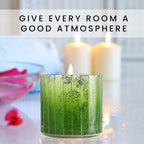 Set of 2 - Glass Candle Holder (Size 7cm) - Green