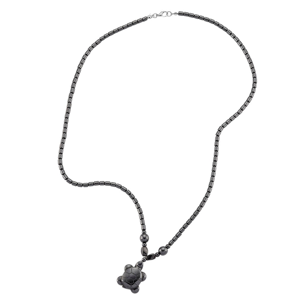 Set of 2 -  Hematite Cross & Turtle Necklace (Size -25) in Silver Tone 448.50 Ct.