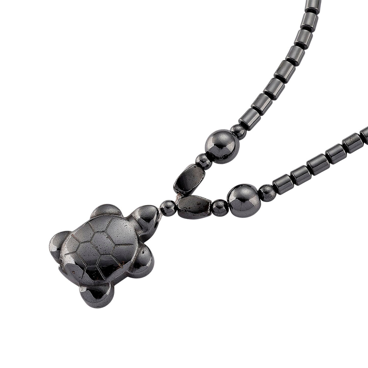 Set of 2 -  Hematite Cross &amp; Turtle Necklace (Size -25) in Silver Tone 448.50 Ct. 4434407 4