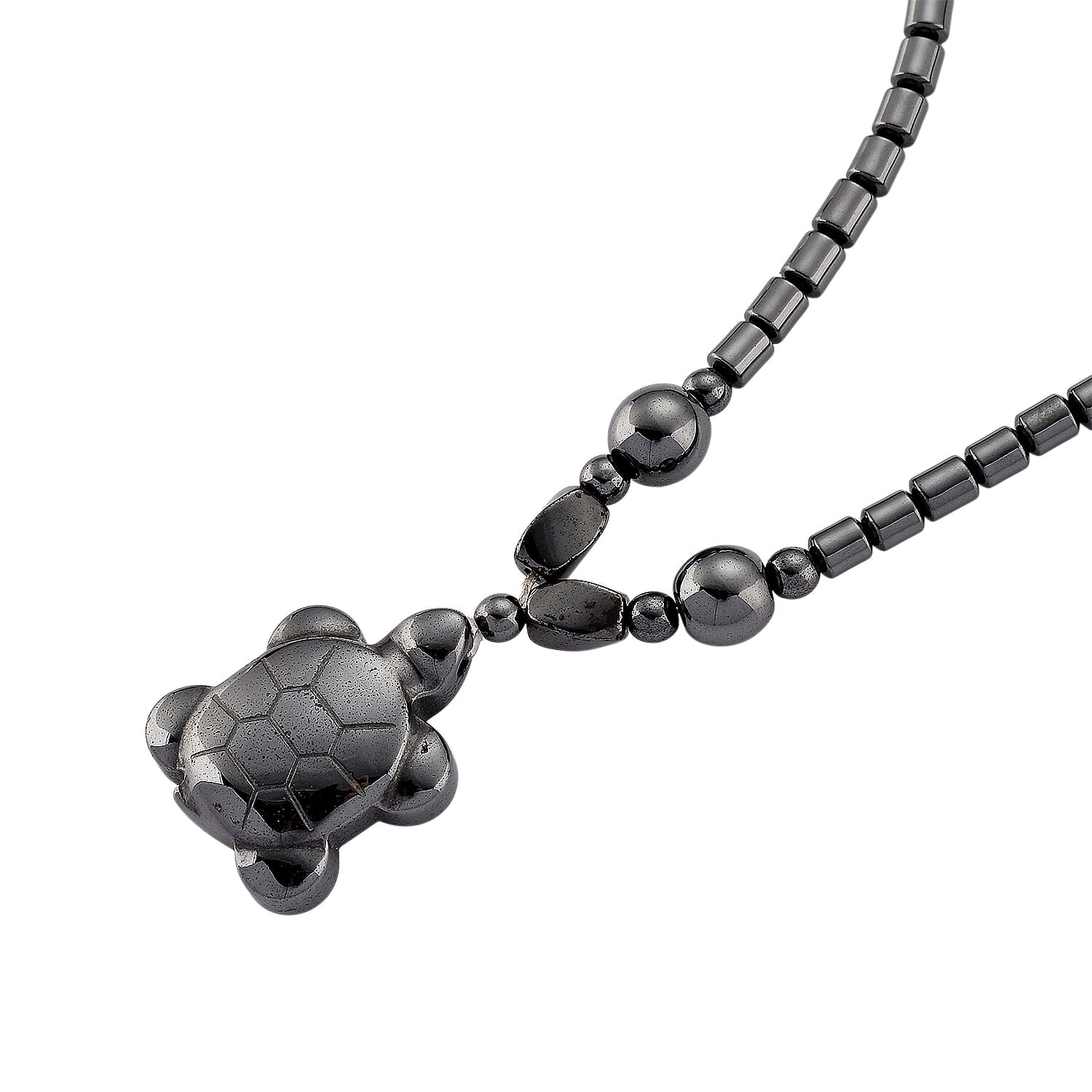 Set of 2 -  Hematite Cross &amp; Turtle Necklace (Size -25) in Silver Tone 448.50 Ct. 4434407 4