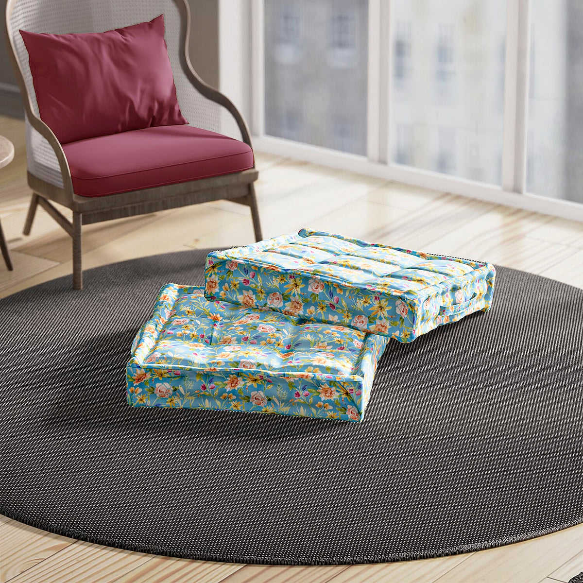 Set of 2 - Portable Outdoor Booster Cushion with Handle- Green and Multi 7253961 0
