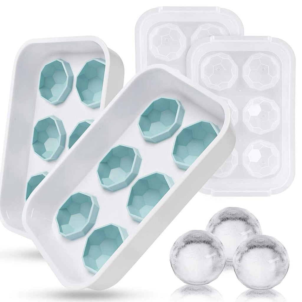 2 x Football Ice Cube Tray (Makes 12 Ice Cubes) (Size - 20x14cm) - Blue