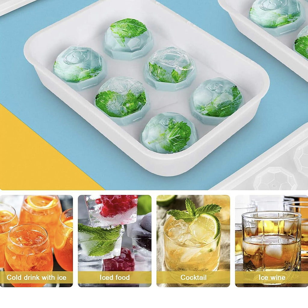 2 x Football Ice Cube Tray (Makes 12 Ice Cubes) (Size - 20x14cm) - Blue