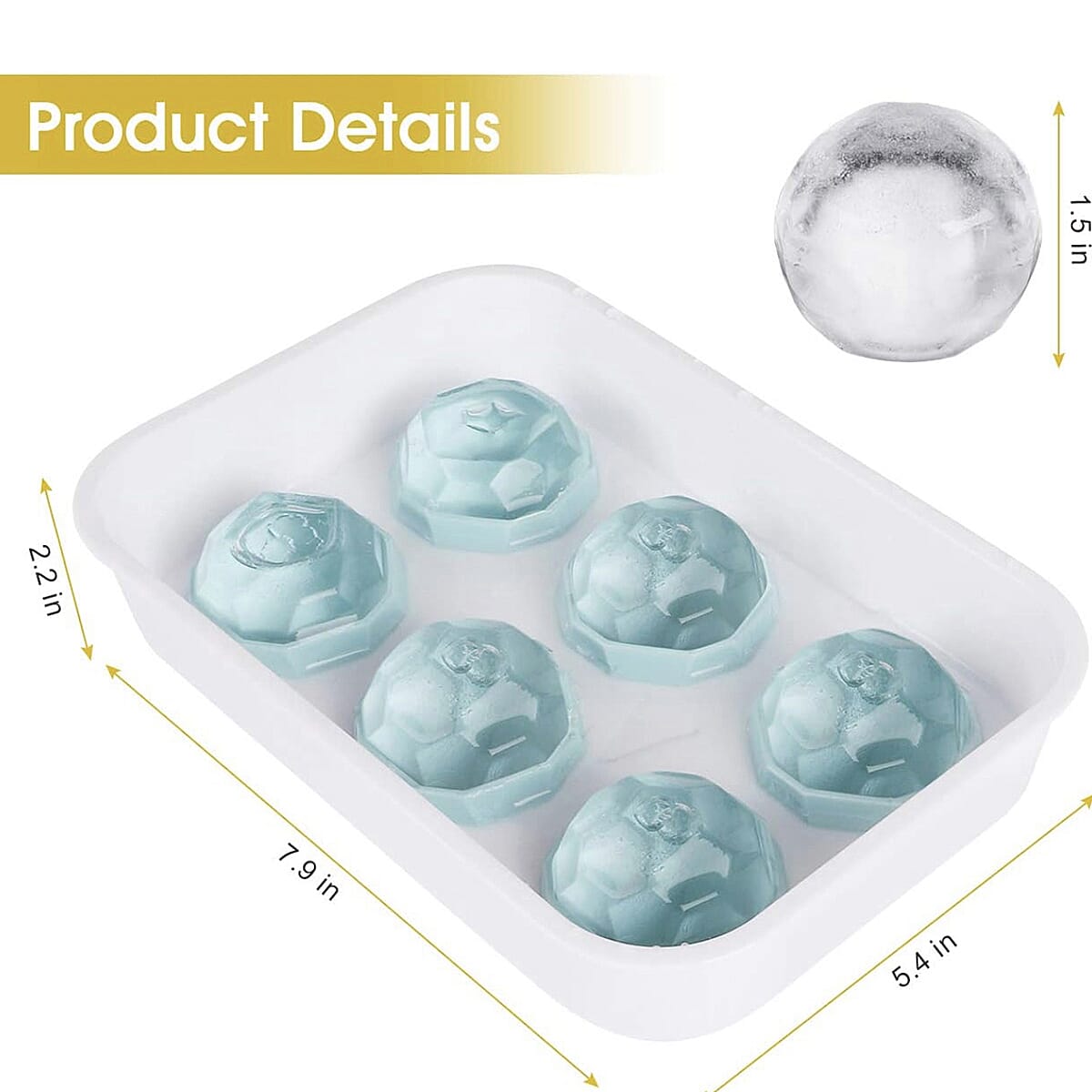 2 x Football Ice Cube Tray (Makes 12 Ice Cubes) (Size - 20x14cm) - Blue 7566132 13