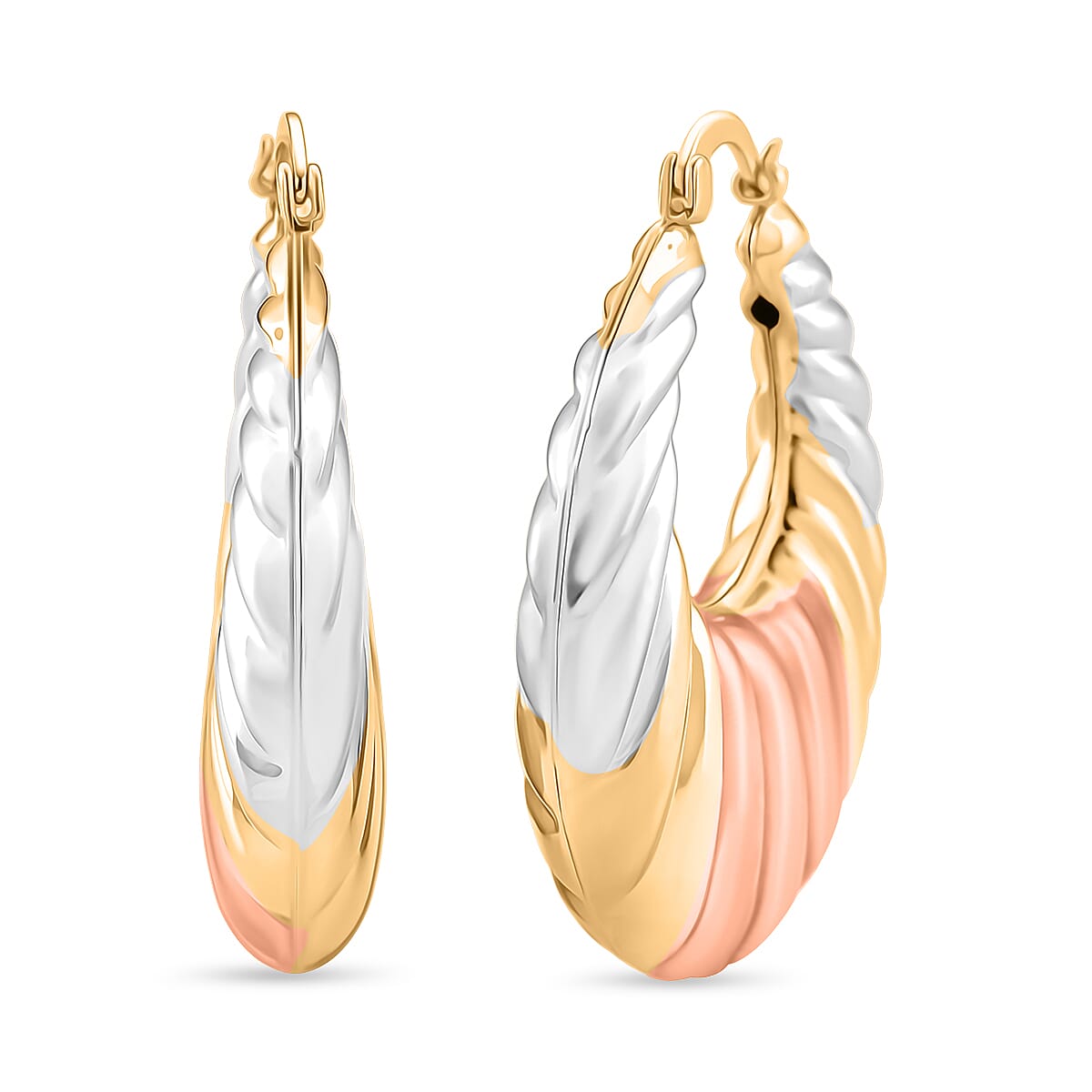 Set of 2 - J Hoop Half Hoop Earring with Clasp in Tri Colour 4423849 5