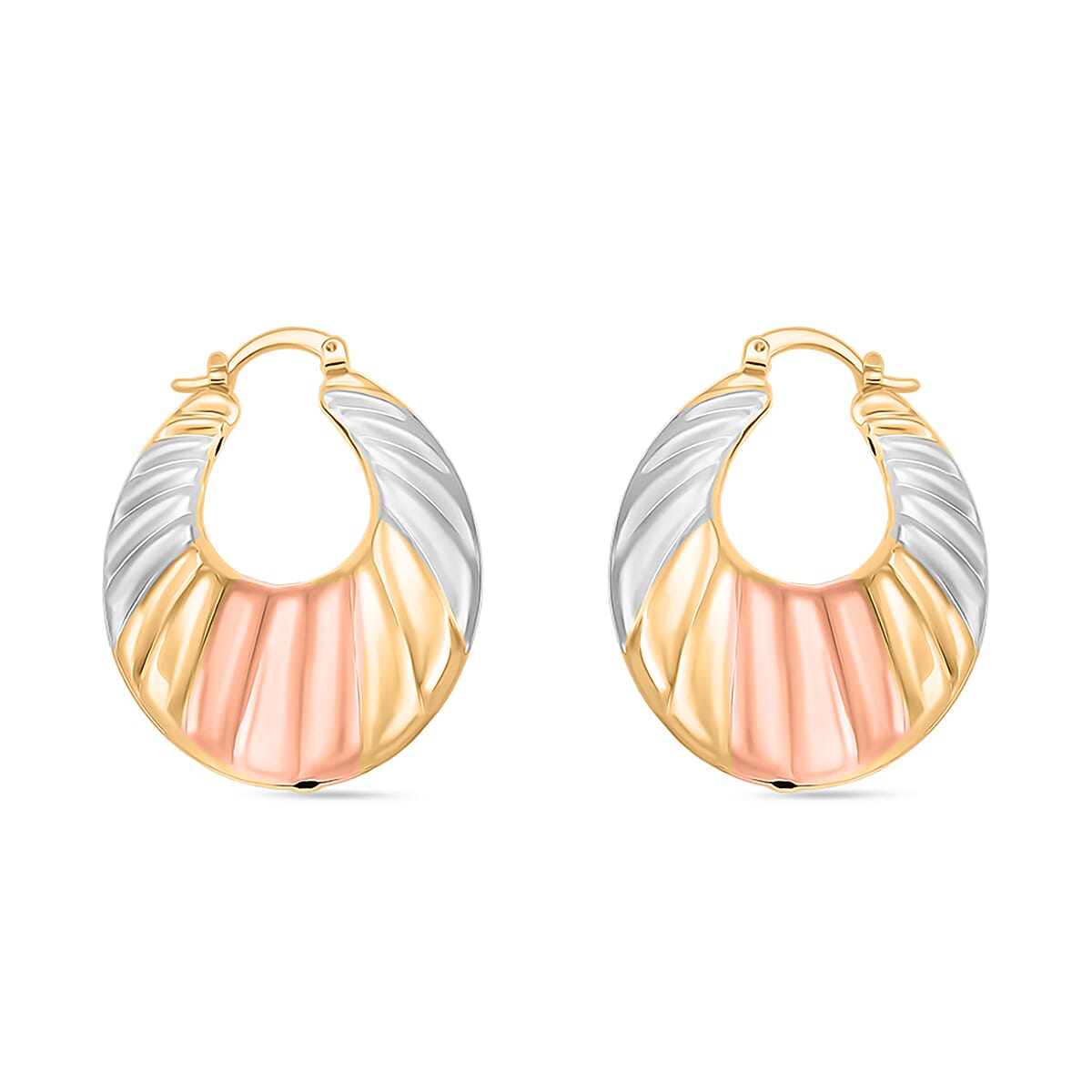 Set of 2 - J Hoop Half Hoop Earring with Clasp in Tri Colour 4423849 6